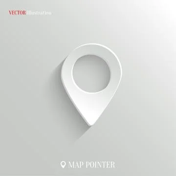 Map pointer icon - vector white app button Stock Illustration