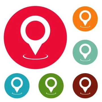 Map pointer icons circle set vector Stockillustratie