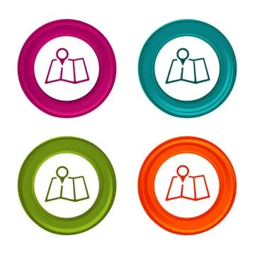 Map Pointer icons. Marker signs. Location symbol. Colorful web button with ic Stock Illustration