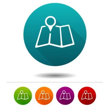 Map Pointer icons. Marker signs. Location symbol. Circle web buttons. Stock Illustration