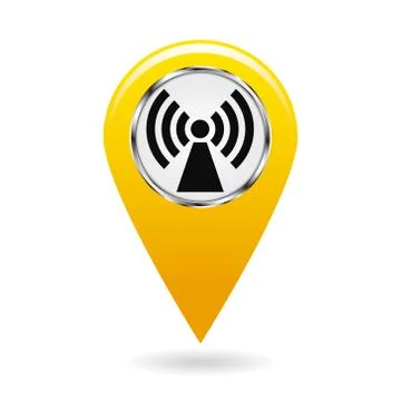 Map pointer. Index electromagnetic field areas on the map. Safety symbol. The Stock Illustration