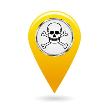 Map pointer. Index of poisonous substances on the area map. safety symbol. Ye Stock Illustration