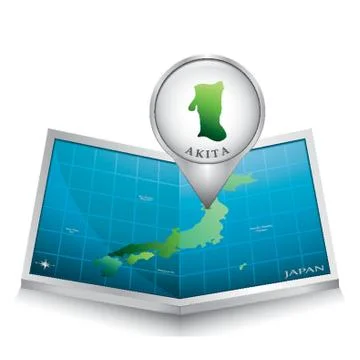 Map Pointer Indicating Akita On Japan Paper Map Illustrazione stock