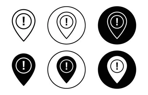 Map pointer with information icon Outline flat Icon Stock Illustration