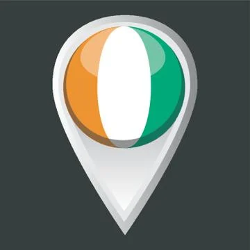 Map Pointer With Ivory Coast Flag 스톡 일러스트