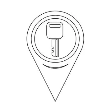 Map Pointer Key Icon Stock Illustration