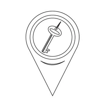Map Pointer Key Icon Illustrazione stock