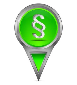 Map pointer with law paragraph symbol Stock Illustration
