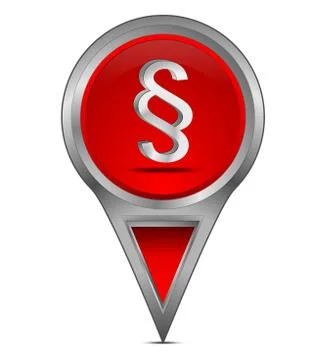 Map pointer with law paragraph symbol 스톡 일러스트