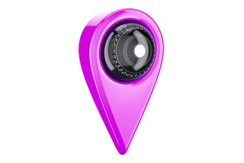 Map pointer with lawn bowl, location concept. 3D rendering 스톡 일러스트