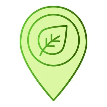 Map pointer with leaf flat icon. Sprout location green icons in trendy flat Stock Illustration