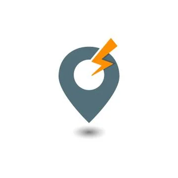 Map pointer with lightning vector design template illustration Illustrazione stock