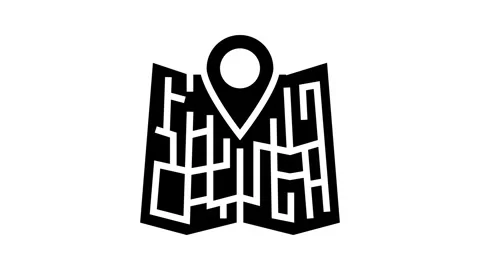 Map pointer location glyph icon animation Stock Footage 326151537