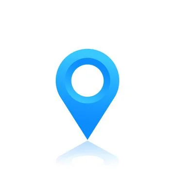 Map pointer, location icon, blue pin on white Stock Illustration
