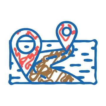 Map pointer location icon doodle illustration 스톡 일러스트