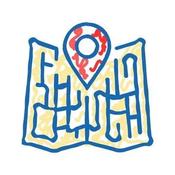 Map pointer location icon doodle illustration 스톡 일러스트