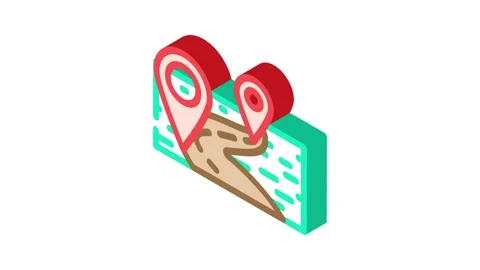 Map pointer location isometric icon animation Stock Footage 327288500