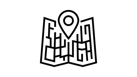 Map pointer location line icon animation Stock Footage 326130967