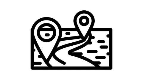 Map pointer location line icon animation Stock Footage 326758852