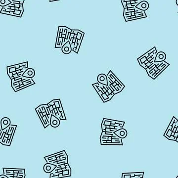 Map pointer location line seamless pattern Illustrazione stock