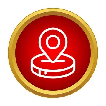 Map pointer location pin on red icon button Stockillustratie
