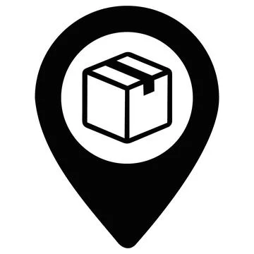 Map pointer location pin with shipping box Stock Illustration