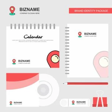 Map pointer Logo, Calendar Template, CD Cover, Diary and USB Brand Stationary Illustrazione stock