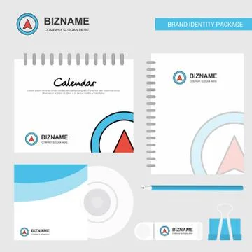 Map pointer Logo, Calendar Template, CD Cover, Diary and USB Brand Stationary Illustrazione stock