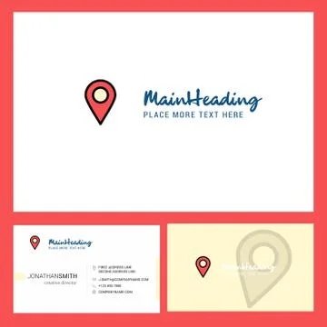 Map pointer Logo design with Tagline &amp; Front and Back Busienss Card Template. Stockillustratie
