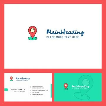 Map pointer Logo design with Tagline &amp; Front and Back Busienss Card Template. Stockillustratie