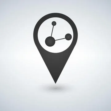 Map pointer logo with share connection in vector Stock Illustration