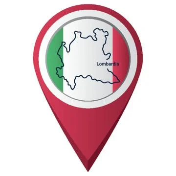 Map Pointer With Lombardia Map 스톡 일러스트