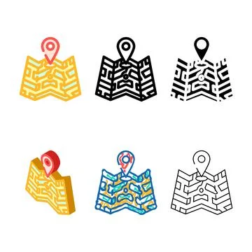 Map pointer looks gps color icon vector Stock Illustration
