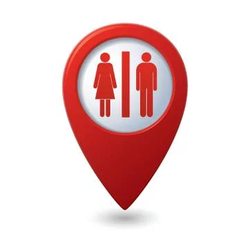 Map pointer with man and woman icon. WC sign Stock Illustration