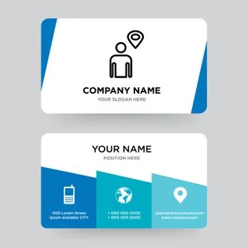 Map pointer with man line business card design template, Visiting for your co Stock Illustration
