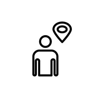 Map pointer with man line icon. Outline and filled vector sign, linear and fu Illustrazione stock