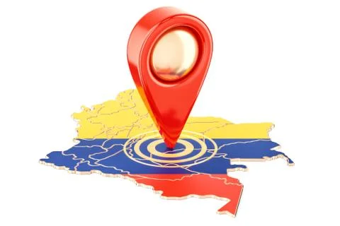 Map pointer on the map of Colombia, 3D rendering 库存插图