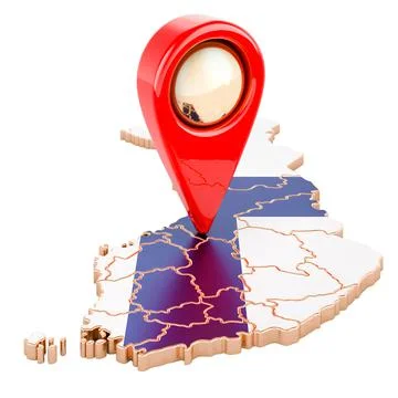 Map pointer on the map of Finland, 3D rendering Illustrazione stock