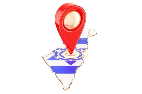 Map pointer on the map of Israel, 3D rendering 库存插图