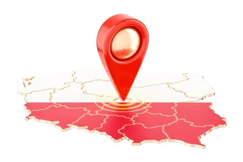 Map pointer on the map of Poland, 3D rendering イラスト素材