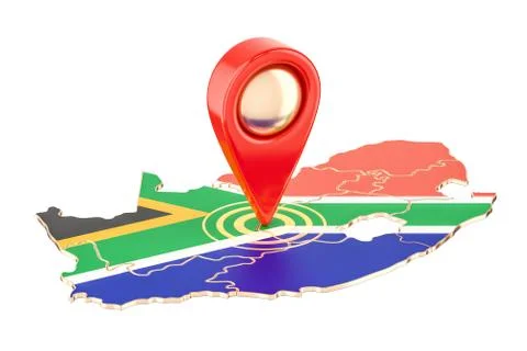 Map pointer on the map of South Africa, 3D rendering 스톡 일러스트