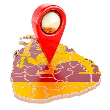 Map pointer on the map of Sri Lanka, 3D rendering Illustrazione stock