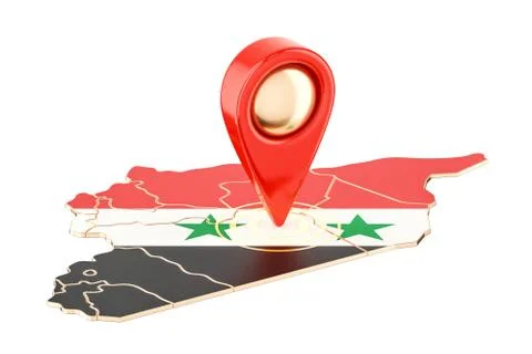 Map pointer on the map of Syria, 3D rendering Illustrazione stock