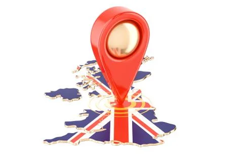 Map pointer on the map of United Kingdom, 3D rendering イラスト素材