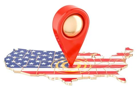 Map pointer on the map of USA, 3D rendering Map pointer on the map of USA,... Stock Photos
