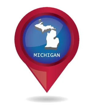 Map pointer with michigan state 스톡 일러스트