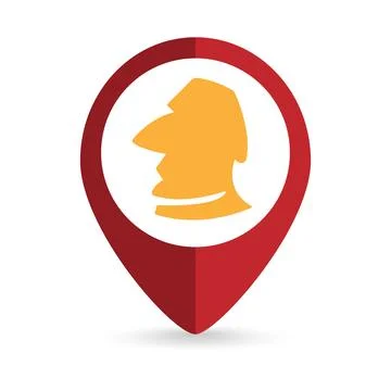 Map pointer with Moai Easter Island Statues in Chile. Vector illustration. Stock Illustration