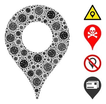 Map Pointer Mosaic of CoronaVirus Icons 스톡 일러스트