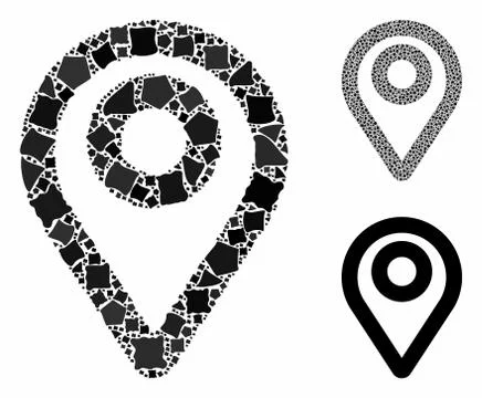Map pointer Mosaic Icon of Uneven Elements Illustrazione stock