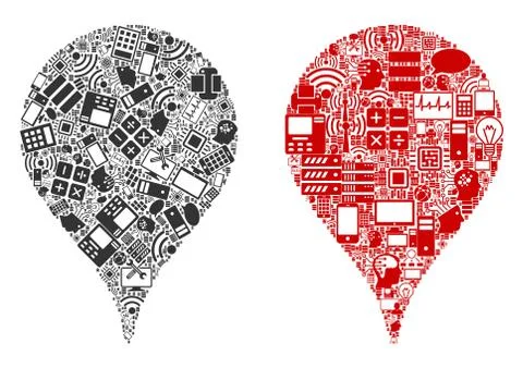 Map Pointer Mosaic Icons for BigData Stock Illustration